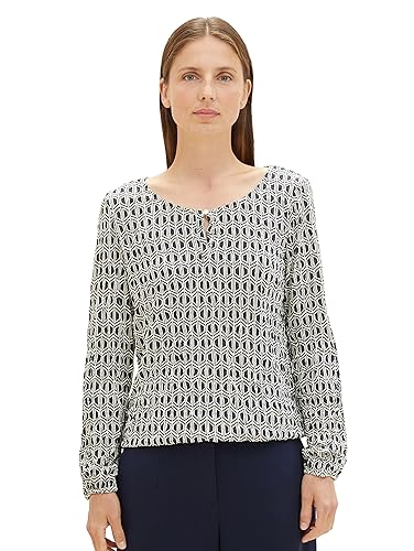 TOM TAILOR Damska koszulka z długim rękawem, 33984 - Navy Geometrics Print, XXS
