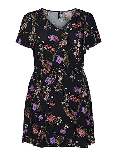 VERO MODA Sukienka damska VMEASY SS Short Dress R1 WVN GA, Czarny/Aop: mille, 52
