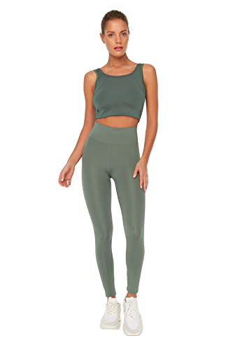 TRENDYOL Damskie rajstopy sportowe, do jogi, khaki, S