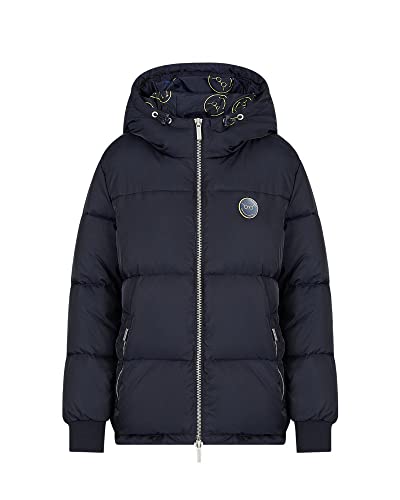 Armani Exchange Damska bluza z kapturem, naszywka z logo smiley na przodzie, niebieska (Blueberry), rozmiar S