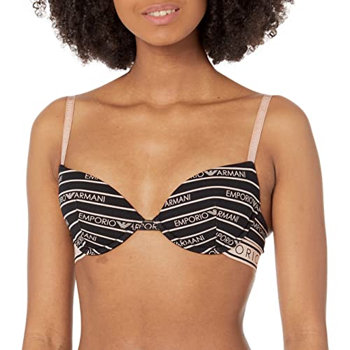 Emporio Armani Damski biustonosz push-up z nadrukiem, Logo Black/Print, 38 / C