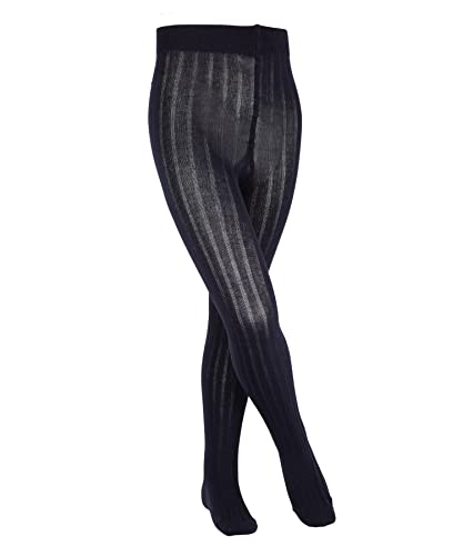 FALKE Uniseks - dzieci Rajstopy Classic Rib K TI Bawełna grube jednokolorowe 1 Para, Niebieski (Dark Marine 6170), 80-92cm (12-18 miesiące)