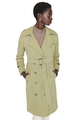 Trendyol Camel Archbreaker Szczegółowe długi trencz Płaszcz Kobieta, Helles Khaki, 36