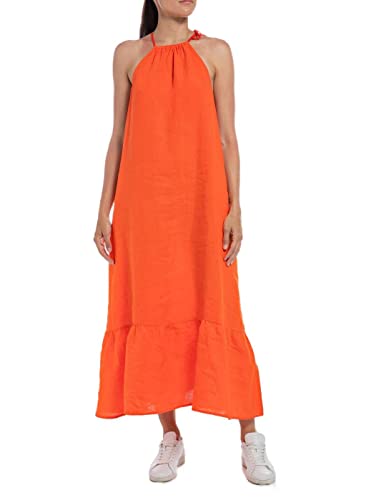 Replay Sukienka damska W9004, 449 jasny pomarańcz, L, 449 jaskrawy pomarańczowy, L