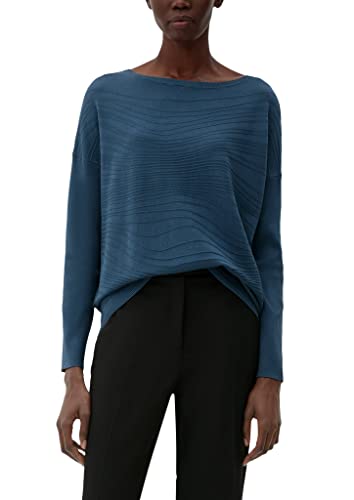 s.Oliver BLACK LABEL Damski sweter z delikatnymi paskami, Niebieski zielony, 34