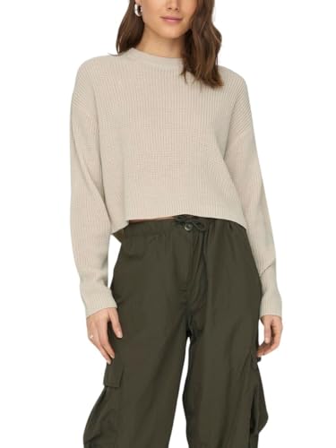 Only Onlmalavi L/S Cropped Pullover KNT Damska bluza z dzianiny, Kamień wiórowy, XL