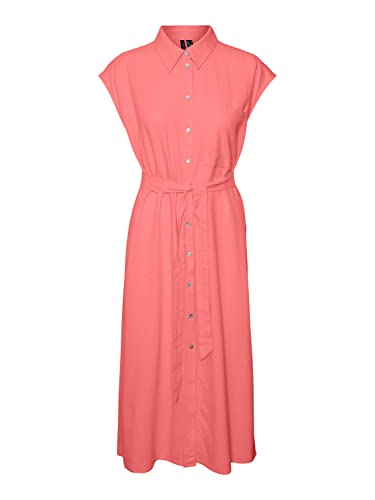 VERO MODA Sukienka damska Vmmymilo Sl Calf Shirt Dress WVN Ga, ge peach, XS