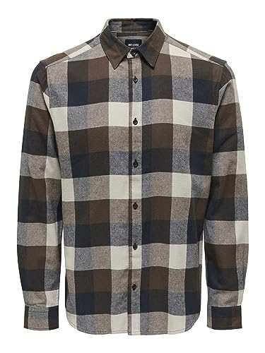 ONLY & SONS Męska koszula w kratkę, Hot Fudge, L