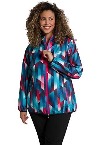 Ulla Popken Damska kurtka funkcyjna, wzorzysta, torba podróżna, wodoodporna kurtka, Outerspace, 50 duże rozmiary