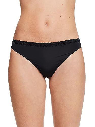 ESPRIT Damskie majtki typu stringi z mikro laceband RCS, czarny, 44