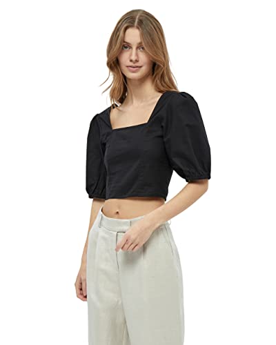 Minus Damska bluzka Shelba Cropped Linen 4, czarna, 34, Czarny, 32