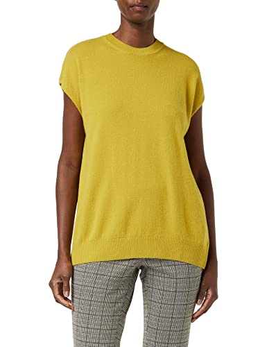 United Colors of Benetton Damski sweter z krótkim rękawem z okrągłym dekoltem, Ciemnożółty 32 w, S