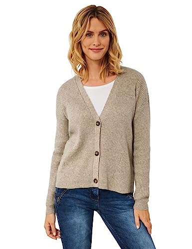 Cecil Damski B253534 Kardigan, Almond beżowy melanż, XL, Almond beżowy melanż, XL