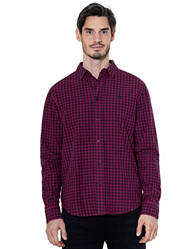 Street One MEN Męska koszula D330040 Sangria red, L, czerwony, L