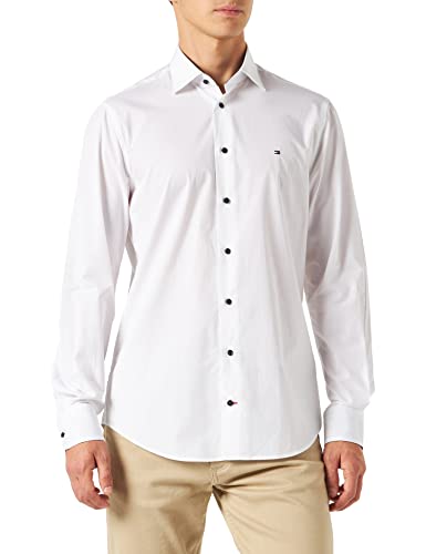 Tommy Hilfiger Cl Solid Poplin RF Koszula Męska, biały, 37W
