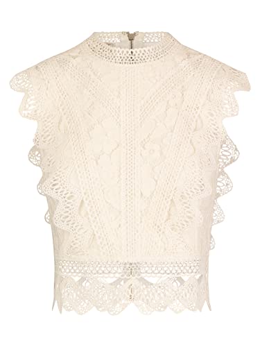 ApartFashion Damski top z koronką, kremowy, normalny, kremowy, 40