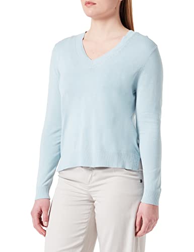 s.Oliver Damski sweter z dekoltem w serek z długim rękawem, niebieski, 48, niebieski, 48