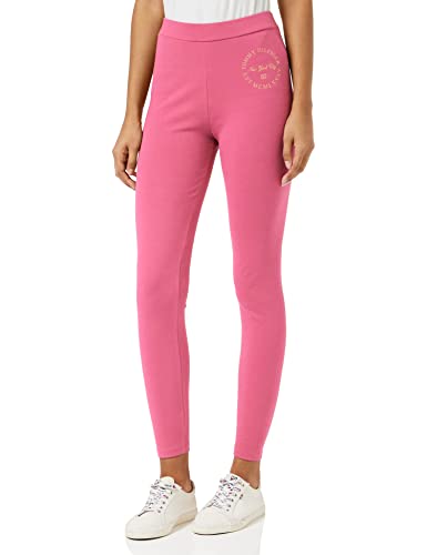 Tommy Hilfiger Damskie wąskie metaliczne okrągłe legginsy, Matowa malina, L