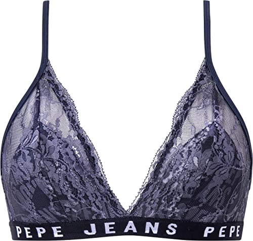 Pepe Jeans Damski biustonosz koronkowy na całej długości C, czarny, XL, Czarny, XL