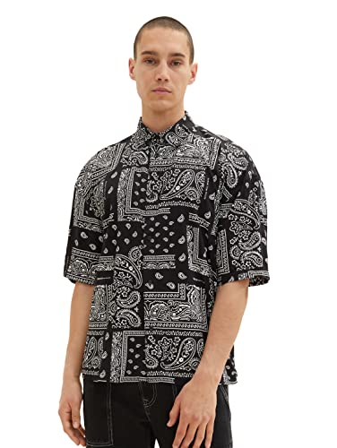 TOM TAILOR Denim Koszula męska 1036257, 31855-Black Big Paisley, XL, 31855 - Black Big Paisley Print, XL