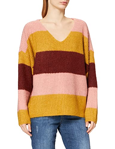 VERO MODA Vmjulie Ls V-Neck Blouse Ga Boo sweter damski, Chai Tea/Detail:w. Misty Rose + Chili Oil, XS