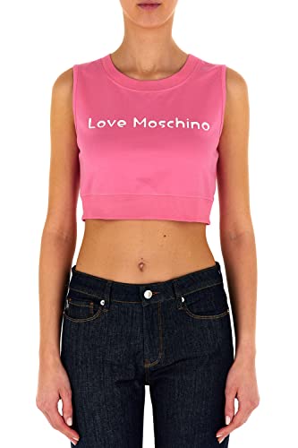 Love Moschino Damski top cropped, fuksja, 46, Fuchsia, 46