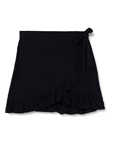 Vila Women's VIFINI HW WRAP Skirt/SU-NOOS spódnica, czarna, 38 (DE)