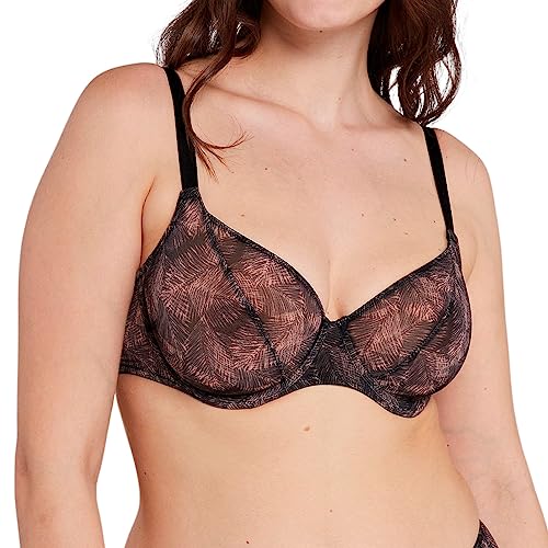 Biustonosz Sans Complexe So Pure Fantaisy z pełnym pokryciem dla kobiet, Nadruk płetw Black & Nude, 80F