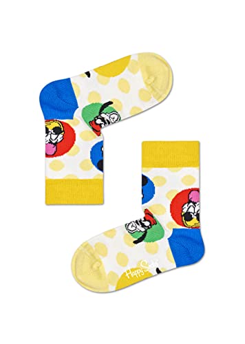 Happy Socks Kids Disney Sunny Crew Sock, kolorowe i zabawne, Skarpety dla dzieci, Żółty (0-12M)