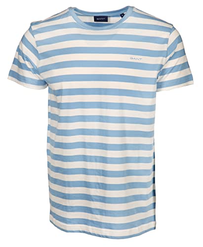 GANT Męski T-shirt Multistripe z wielokolorowymi paskami, Gentle Blue, S