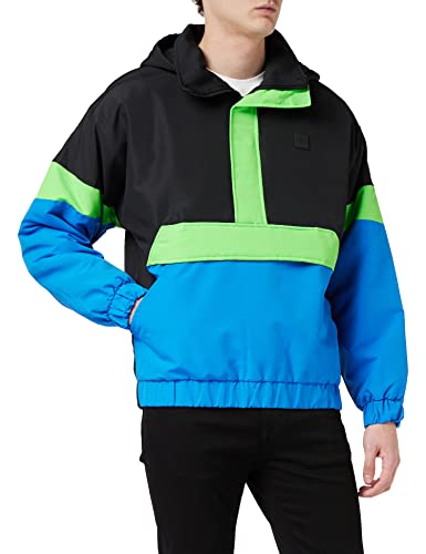 Urban Classics Kurtka męska Windbreaker Neon-Mix Pull-Over przejściowa, wielokolorowy (Black/Cobaltblue 02376), S