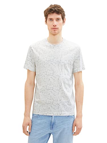 TOM TAILOR Męski t-shirt 1036440, 31835-White Broken Structure Design, XXL, 31835 - White Broken Structure Design, XXL