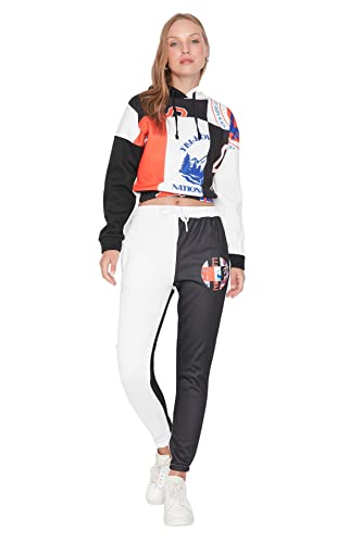 TRENDYOL damskie spodnie dresowe Trendyol męskie spodnie dresowe ze średnim pasem, Czarny, S