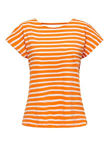 ONLY Women's ONLMAY S/S Open Back Top Box JRS T-Shirt, Orange Peel, XS, pomarańczowy peel, XS