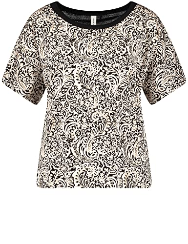 GERRY WEBER Edition Damska koszulka 870050-44114, czarny/ecru/biały, nadruk, 44, czarny/ecru/biały nadruk, 44