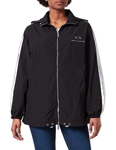 Armani Exchange Damska kurtka pakowana wewnątrz kaptur, bluza z kapturem, ze sznurkiem, Czarny, M