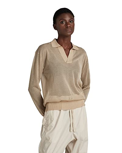G-STAR RAW Damski sweter z dzianiny Core Polo, beżowy/khaki (Westpoint Khaki D140-c531), M