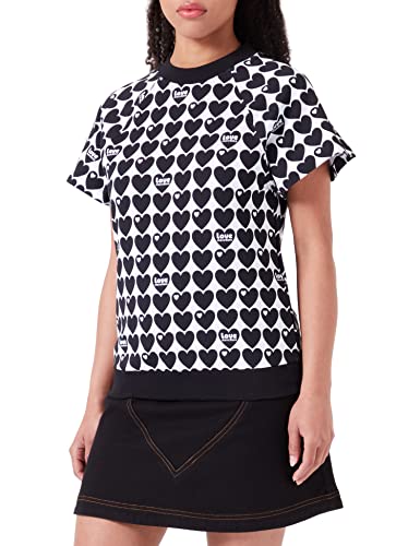 Love Moschino Damska bluza z krótkim rękawem, niebieska fuksja, 38, Niebieski fuksja