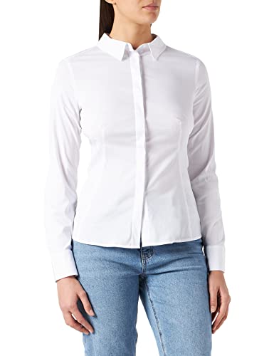 comma Damska bluzka z długim rękawem, 0100 White, 42 PL