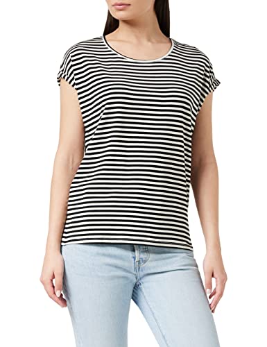 VERO MODA Vmava Plain SS Top Stripe Ga Noos T-Shirt damski, Black/Stripes:pristine, S