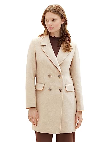 TOM TAILOR Denim Damski płaszcz basic, 33807-light Sand beżowy melanż, M, 33807-light Sand Beige Melange, M
