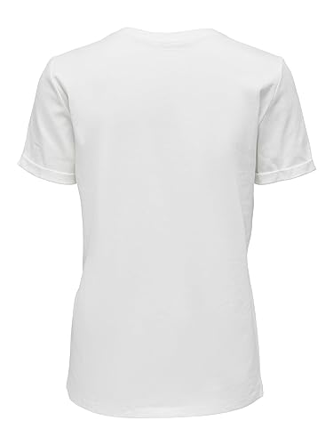 Bestseller A/S Damskie Onlhunie REG S/S FOLD-UP Box JRS Top, Cloud Dancer/Print:Vie, XL, Cloud Dancer/Print:vie, XL