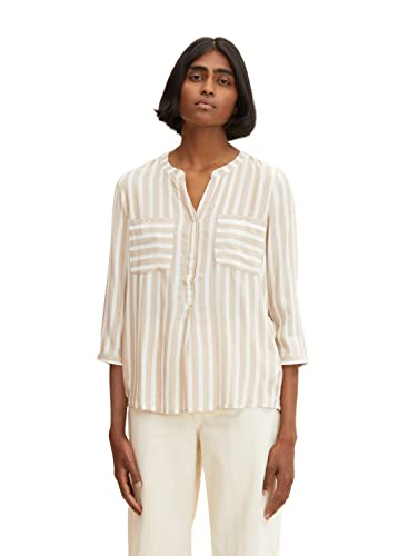 TOM TAILOR 1016190 bluzka w paski Kobiety, 30351 - Beige Offwhite Vertical Stripe, 38