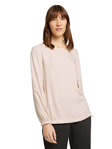 TOM TAILOR Damski Melanżowa bluzka ze ściągaczem na obszywce 1028875, 28225 - Cold Beige Melange, 34