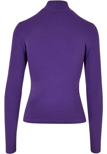 Urban Classics Damski top z długim rękawem z wycięciem i kołnierzem z długim rękawem, z wysokim kołnierzem, rozmiar XS do 5XL, Realviolet, M