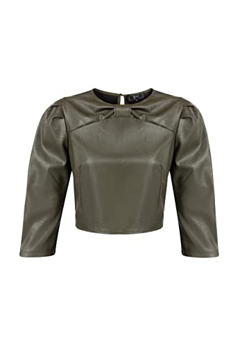 caspio Damska bluzka ze sztucznej skóry 19525718-CA06, oliwkowa, XL, oliwkowy, XL