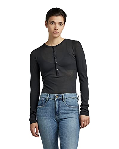 G-STAR RAW Henley Body Slim Top Top, Czarny (Caviar D22332-c954-d301), XXL