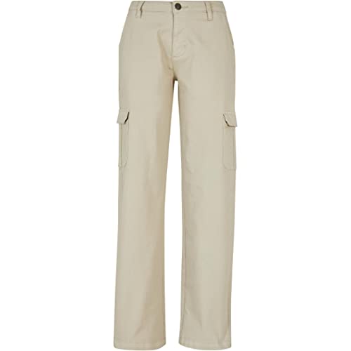 Urban Classics Damskie spodnie cargo z wysokim stanem, proste denim, spodnie cargo, Offwhite Raw, 28
