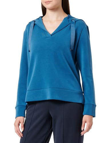 s.Oliver BLACK LABEL Damska bluza z kapturem Blue Green 42, Niebieski zielony, 42