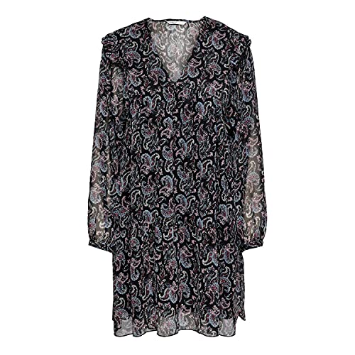 ONLY Damska sukienka Onlasta L/S z dekoltem w serek, czarny/Aop:electric Paisley, S